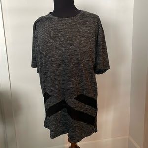 Heather Grey Black Mesh Detail T shirt 2XL